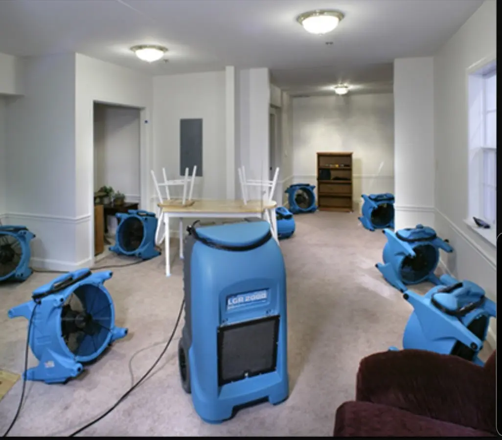 Air movers and dehumidifier setup for Water Damage Restoration in Hartselle