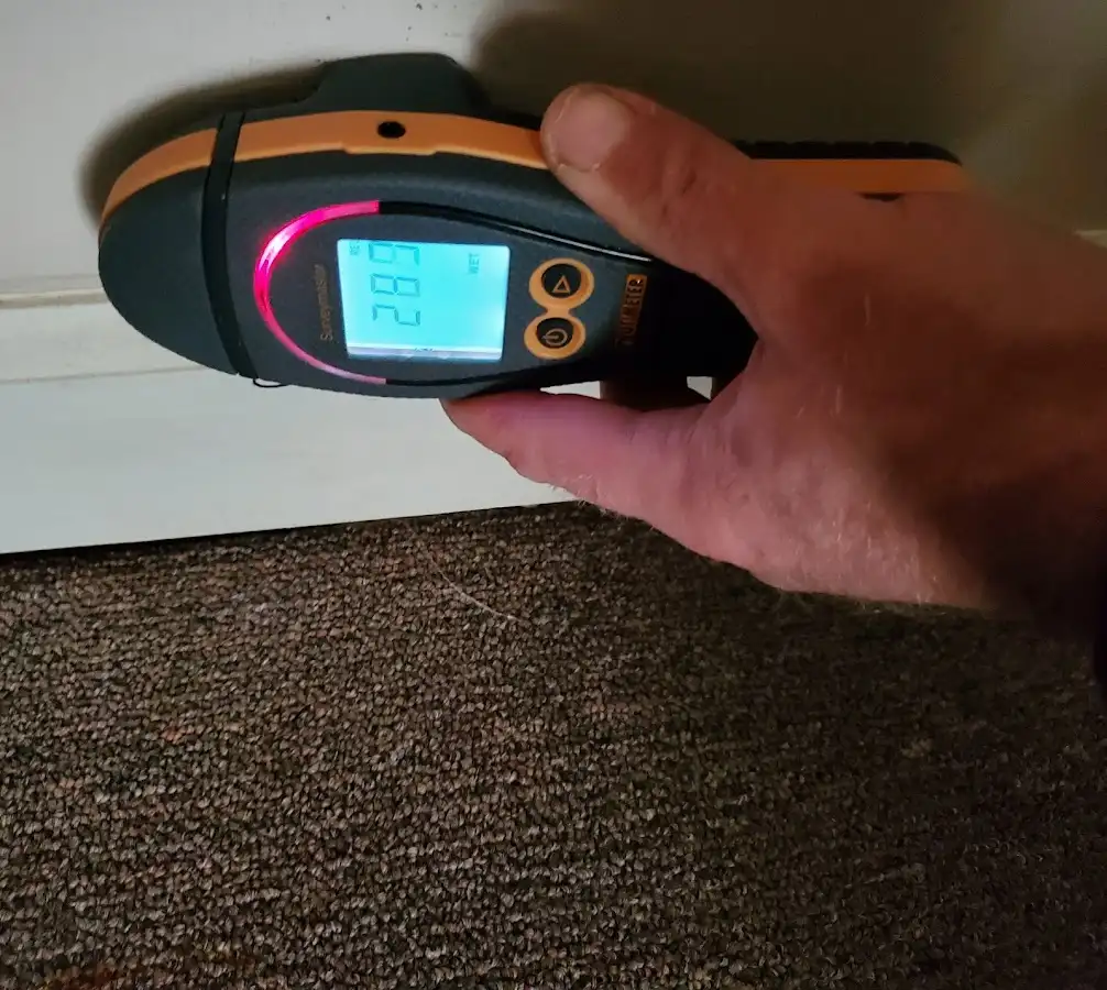 Moisture detection at baseboard during Burst Pipe Cleanup in Hartselle